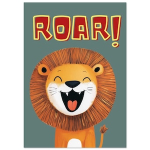 Tierposter "ROAR" Löwe, Safari Tiger Baby, Dschungel Tiere Babyzimmer, Kinderzimmer Bilder, Kinderzimmer Deko