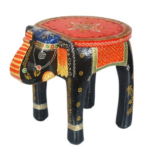 Hölzerner Elefant-Hocker, Elefant-Kaffeetisch, mittlerer hölzerner Hocker, indische Kunst-Raum-Dekor-Tischdekor-Kunst, indische handgefertigte für Hauptdekor
