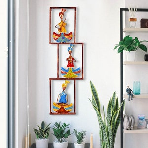 Metal Wall Art Wrought Iron Handmade Rajasthani Musician Metal Wall Hanging, Metal Wall Sculpture, Indian Handicrafts Gift