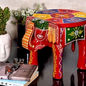 Holz Elefant Hocker Wohnkultur, Elefant Couchtisch, indischer Hocker, Tischelefant, indisches Kunsthandwerk, Hocker klein Dekor, Holzstuhl