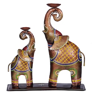 Elephant Tea Light Candle Holder Wrought Iron Table Showpiece, Indian Handicraft, Craftsman Metalwork, Home Warmimg Gift, Incense Burner