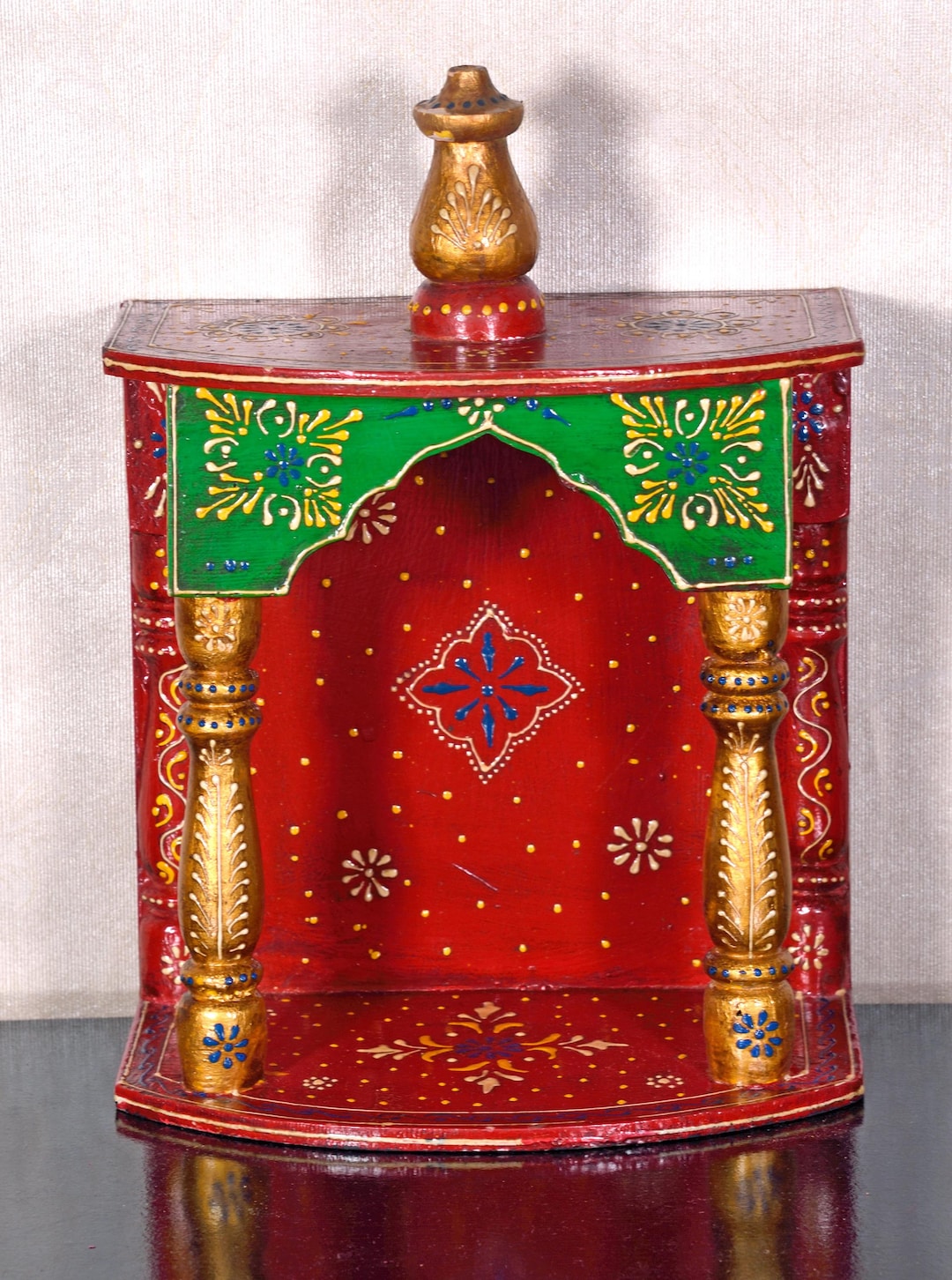 Wooden Wall Hanging Temple Handmade, Hindu Mandir Pooja Ghar Mandap ...
