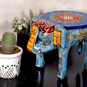Hölzerner Elefant-Hocker, Elefant-Kaffeetisch, handgemachter hölzerner Hocker, indische Kunstraum-Dekor-Tischdekor-Kunst, indische handgefertigte für Hauptdekor