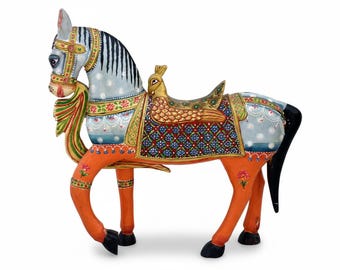 高級彫刻木製馬像、古い芸術作品、動物彫刻、馬好きへのギフト、装飾馬