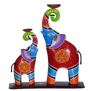 Metal Indian Elephant Tea Light Candle Holder Decor Showpiece, Wrought Iron Table Showpiece, Indian Handicraft, Home Warmimg Gift