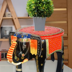 Hölzerner Elefant-Hocker, Elefant-Kaffeetisch, großer hölzerner Hocker, indische Kunstraum-Dekor-Tischdekor-Kunst, indische handgefertigte für Hauptdekor