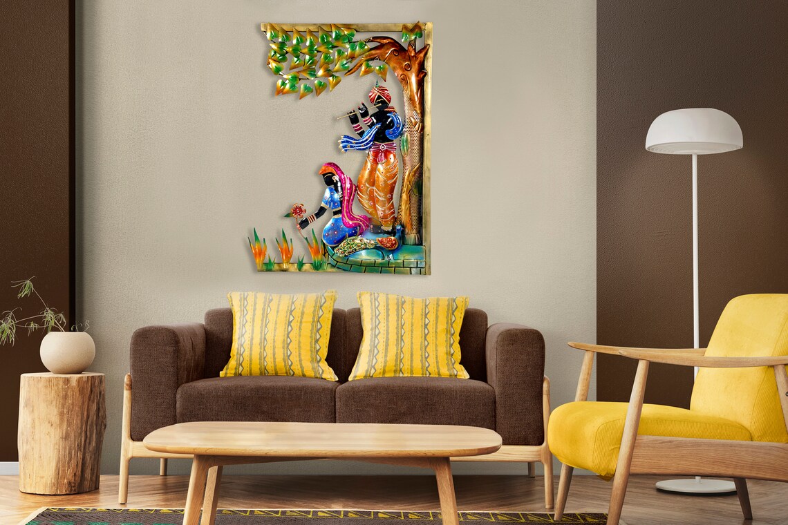 Radha Krishna Indian Metal Wall Art Wrought Iron Metal Wall Etsy