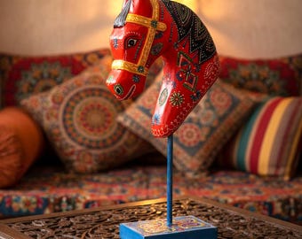高級彫刻木製馬像、古い芸術作品、動物彫刻、馬好きへのギフト、装飾馬