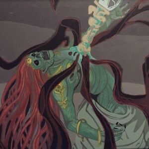 Handpainted Tears of the Kingdom Acrylic Painting: Glow in the Dark Ganondorf (16 x 20)