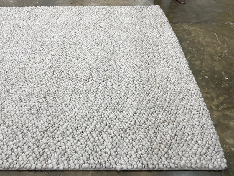 Nubby Rugs 7x8 Ivory Chunky Pebble Wool Rug – | Scandinavian Modern Carpet ...