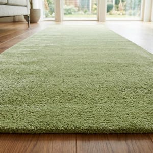Sage Green Wool Area Rug, Minimalist Light Olive Hand-Tufted Carpet image 1