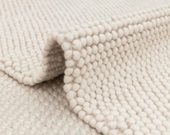 Handwoven Chunky Ivory Wool Rug: Minimalist Scandinavian Decor