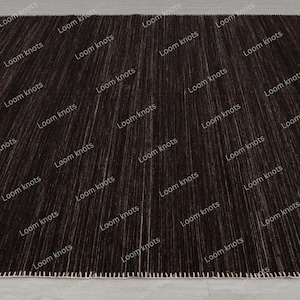 Handwoven Wool Kilim Rug: Rich Brown Boho Flatweave, 5x7