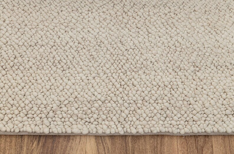 Nubby Rugs Handwoven Chunky Wool Pebble Rug: Natural Cream, Scandinavian Style 5x7 ...