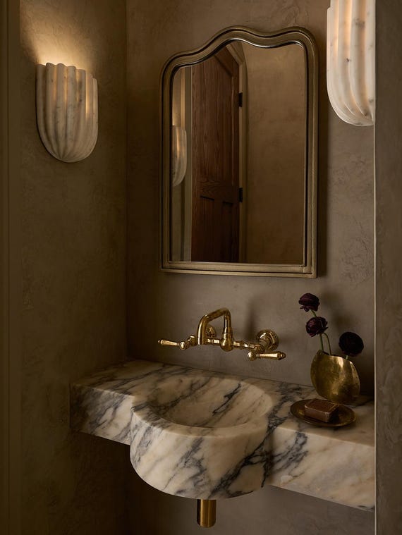 Calacatta Marble Sink, Minimalist Design Wall Mounted Custom Bathroom Sink