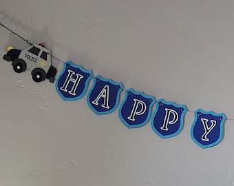 Police Officer Birthday Banner - Police Car - Happy Birthday - Officer - Party - Banner
