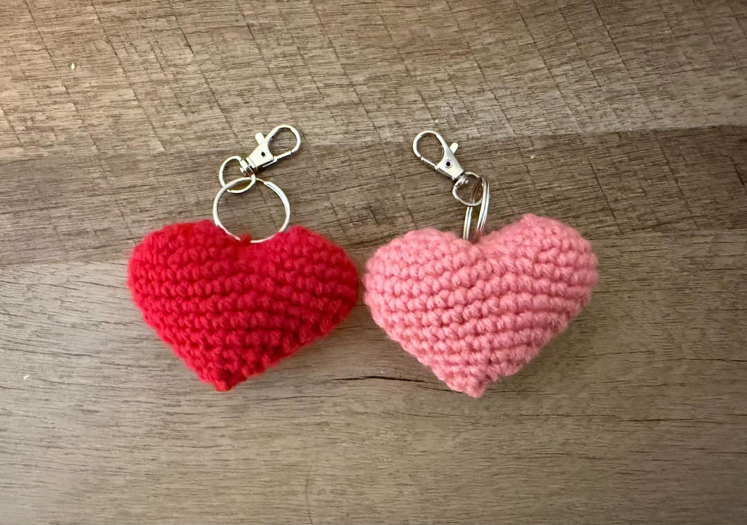 Heart Backpack Keychain | Handmade Crochet Valentine's Day Gift - Etsy