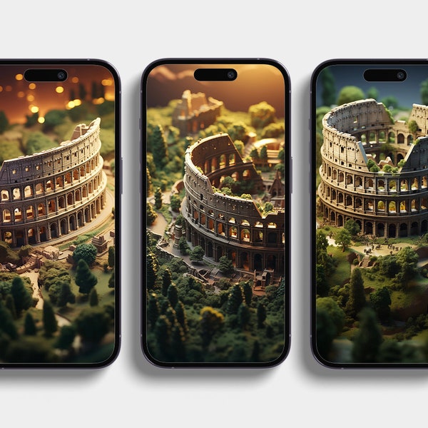 4K Colosseum, Roma, Landscape, Miniature, iPhone Wallpapers, iPhone Lock Screen, Smartphone Backgrounds, Digital Download [11]