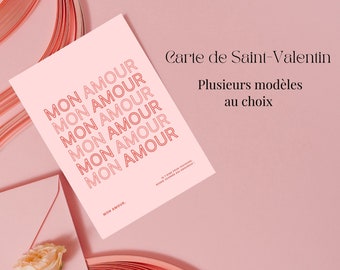 Carte Saint-Valentin texte - Plusieurs modèles au choix - Avec ou sans enveloppe