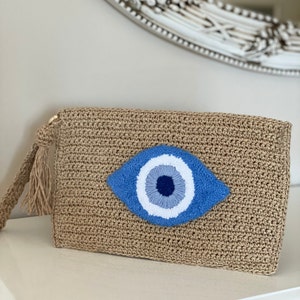 Handmade Evil Eye Clutch: Beaded Purse for Protection