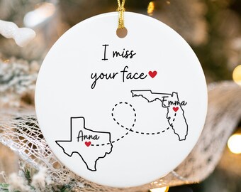 Long Distance Best Friend Gift | I Miss Your Face ornament | Custom gift for bestie | Keepsake Gift |Personalized Going Away Friendship gift