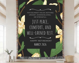 Couverture de retraite personnalisée, cadeau personnalisé pour femme, cadeau d'adieu d'un collègue, cadeau amusant pour la retraite, cadeau de retraite pour femme