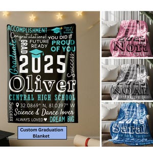 2025 Graduation Blanket,Personalized Graduation Blanket,Class of 2025,Senior Graduation Gift,Custom Text Graduation Blanket,Gift for Her,Him