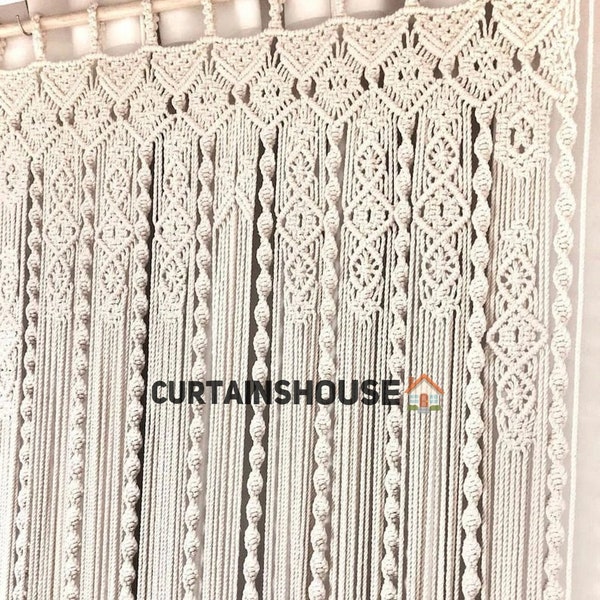 Large Macrame Curtain, Macrame Wall Hanging Door Curtain Wedding Backdrop Window Valance Macrame Mural Macrame Headboard Contemporary Art S1