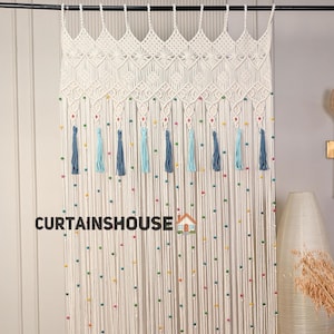 Makramee Vorhang, moderne Wandkunst, Türvorhang, Fenster Makramee, Bauernhaus Dekor, Schlafzimmer Volant, Boho Wandteppich