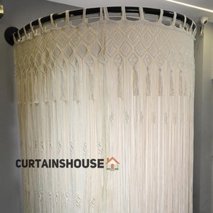 Handmade Macrame Curtain: Boho Window Doorway Room Divider