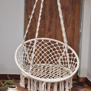 Luxurious Hammock Chair, Macrame Round Swing, Hanging Cotton Macrame Hammock Chair, Macrame Swing Chair, Macrame handmade Swing  S03