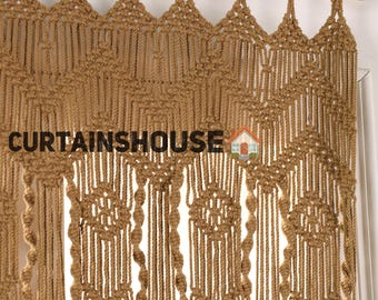 Handmade Macrame Curtain: Boho Window Door Hanging, Wedding Backdrop