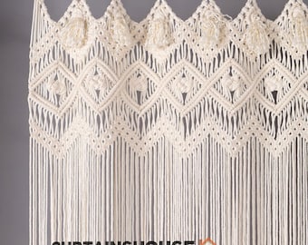 Cortina grande de algodón estilo boho, tapiz de macramé para pared, decoración boho para el hogar, decoración para altar de boda, decoración de boda boho, arte mural boho, cabecero de macramé