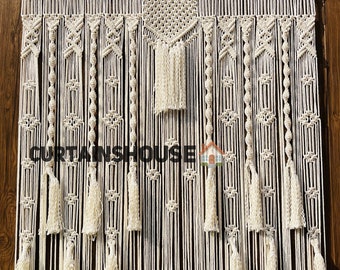 Large Macrame Curtain: Boho Door or Window Hanging, Wall Art