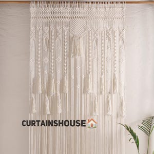 Handmade Macrame Curtain: Boho Window Doorway Wall Art