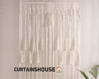 Handmade Macrame Curtain: Boho Window Doorway Wall Art