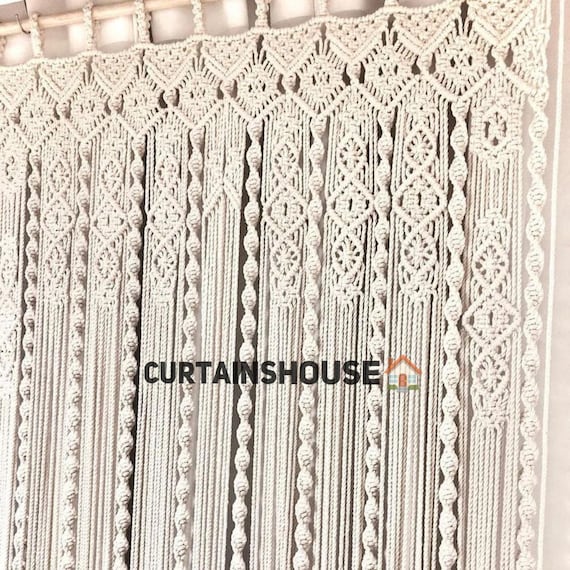 Macrame curtain, boho decor, customizable, macrame for door and window, fringe curtain,cotton raw color,macrame wedding arch, S1
