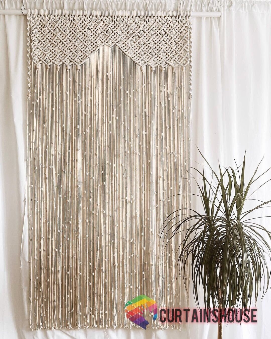 Window Macrame Patterns Macrame Curtain for Window , Curtain for Door, Macrame Doorway ...
