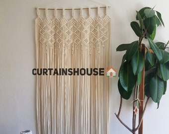 Door Curtain, Macrame Closet Curtain, Long Macrame Curtain, Curtain for Living Room, Bedroom, Window Curtain