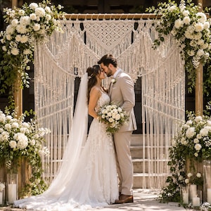 Handmade Macrame Wedding Backdrop, Boho Room Divider