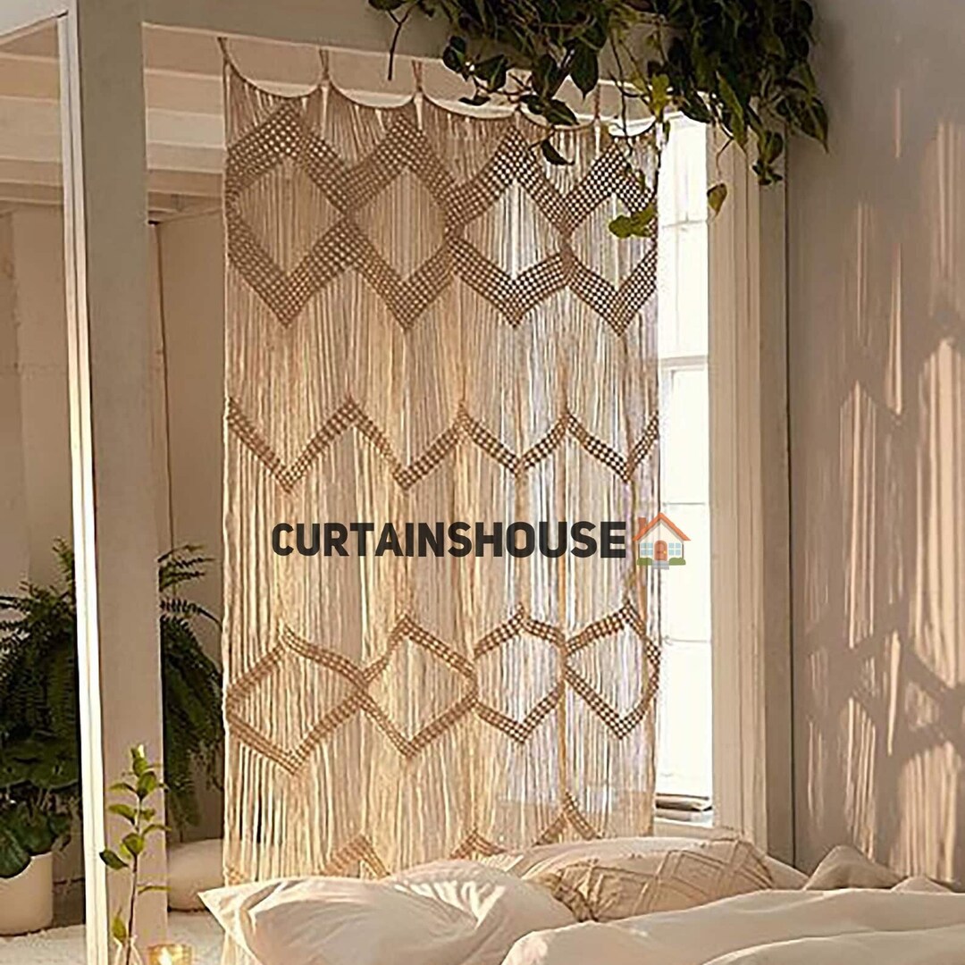 Macrame Camping Curtain Camper Vanlife Curtain Drapes Front Door Panel