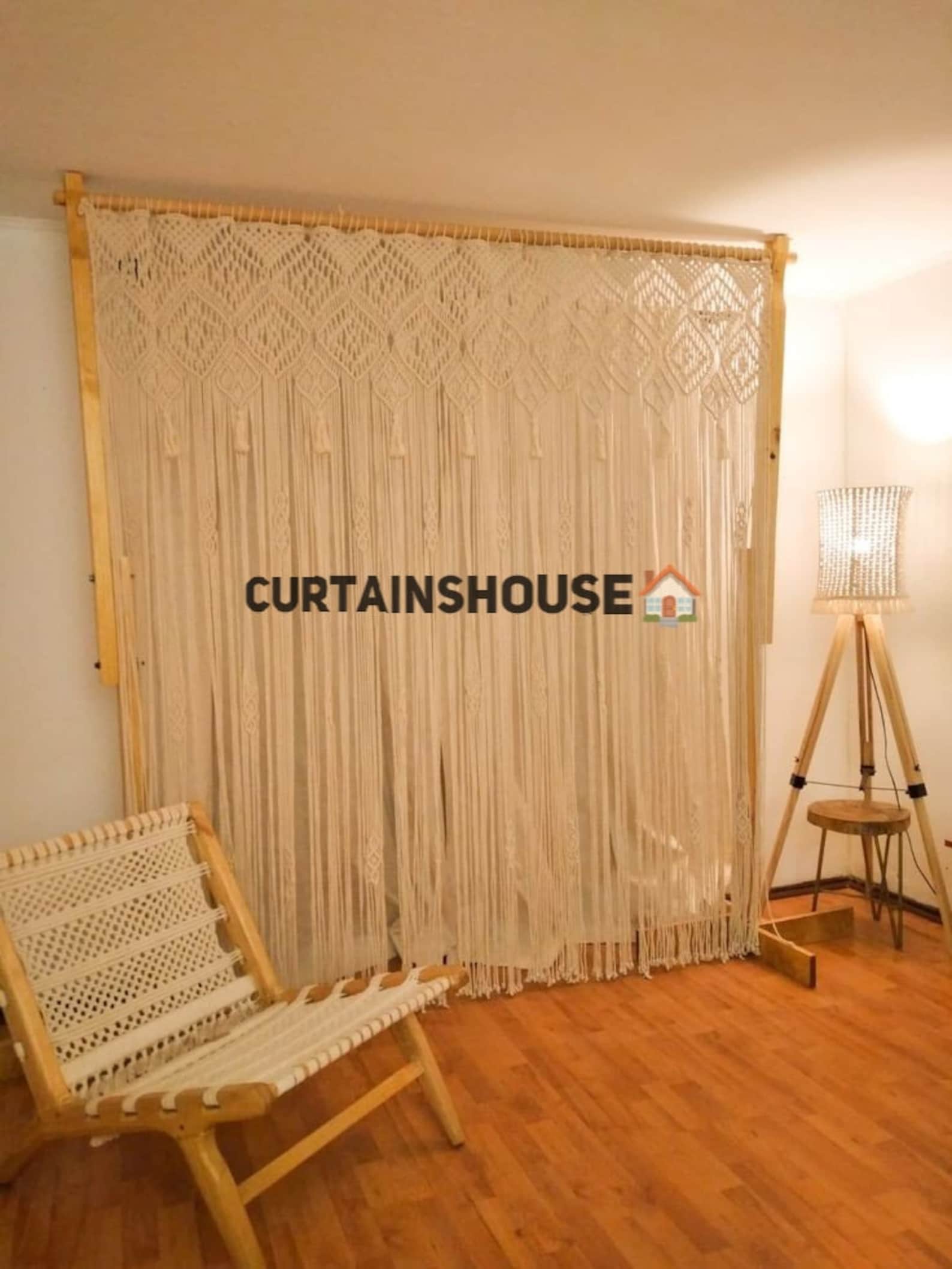 Macrame Lining Curtain Wall Hanging, Doorway Window Curtains Handwoven Wedding Backdrop Arch, Closet Room Divider Boho Wall Decor