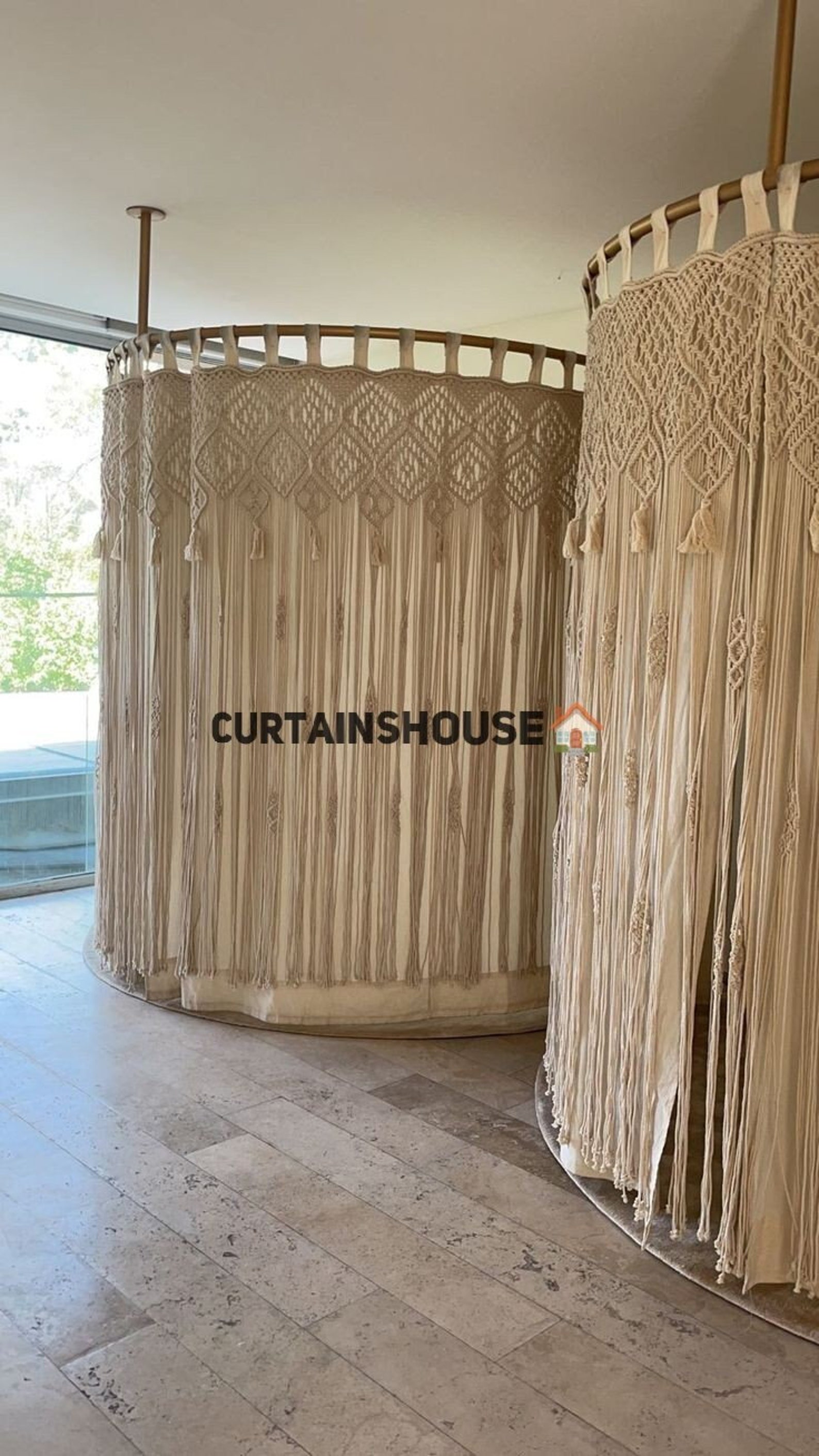 Macrame Lining Curtain Wall Hanging, Doorway Window Curtains Handwoven Wedding Backdrop Arch, Closet Room Divider Boho Wall Decor { C52}