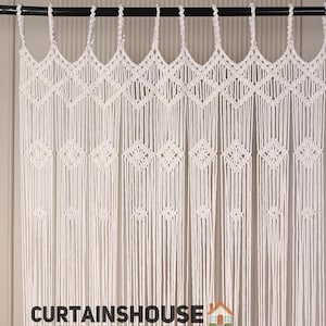 Handmade Macrame Curtain: Boho Window Door Hanging