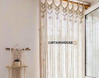 Macramé Doorway Curtains | Bohemian Room Divider | Handmade Door String Curtain | Door Window curtain | Birthday Party Wedding Backdrop