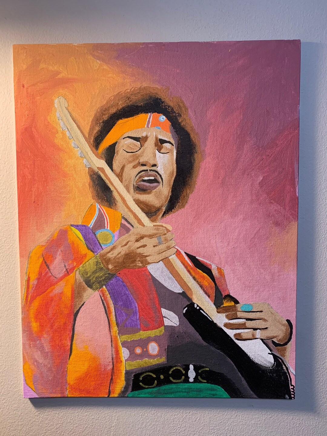 Jimi Hendrix Painting 11x14 Wall Art on Canvas Etsy