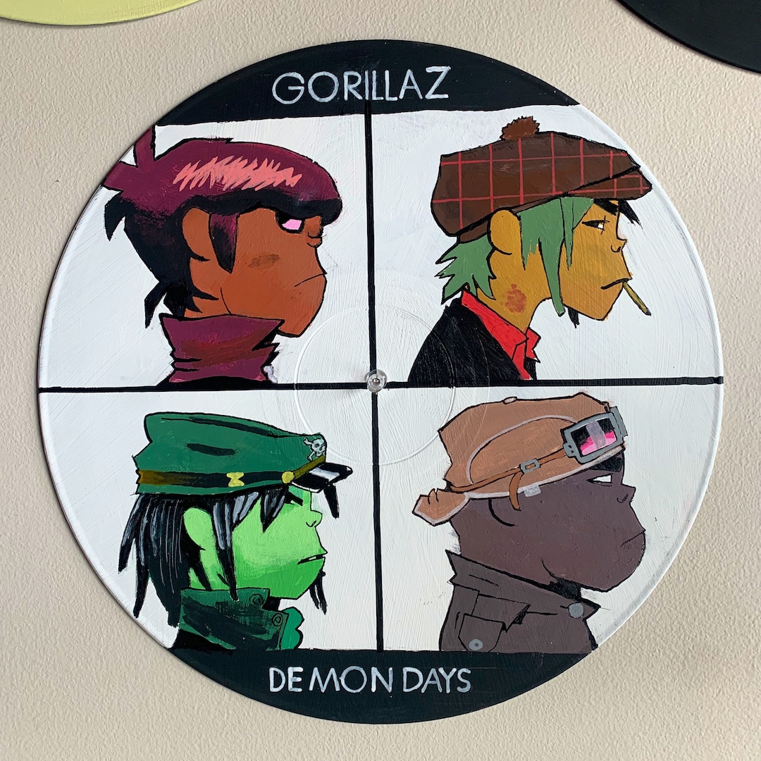 Gorillaz Demon Days Handpainted Album Cover on Vinyl Record Etsy