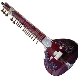 Sitar Indian Styled Vilayat Khan Model Brown Sitar 6 Main String 12 Vibration Musical Instruments Gift For Professional Player and Beginners image 1