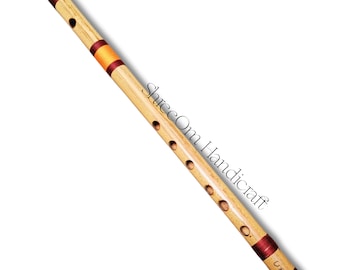 Flute C Scale Indian Bamboo Flute Musical Instrument Traditional Bansuri For Gift & Collectibles For Professional and Beginners, Size 47 Cm