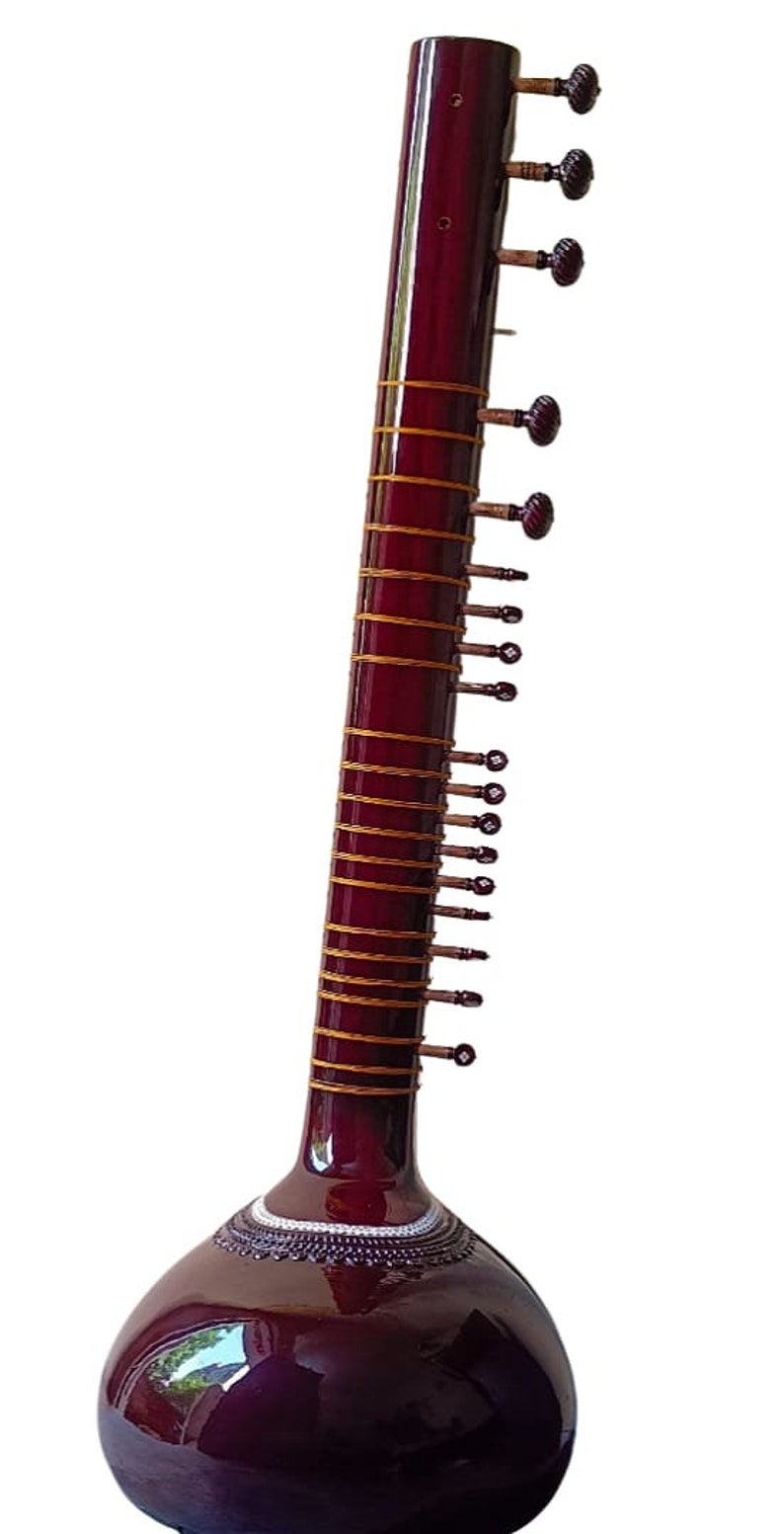 Sitar Indian Styled Vilayat Khan Model Brown Sitar 6 Main String 12 Vibration Musical Instruments Gift For Professional Player and Beginners image 5